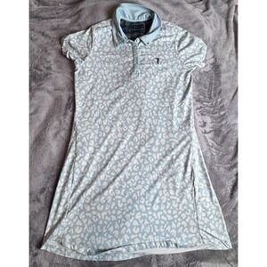 William Murray Golf Polo Dress Medium Mint Leopard Print Athletic Stretch